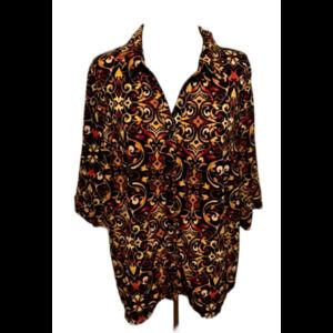 Catherine's Button Front 3/4 Sleeve Brown Shirt (14-16WP)